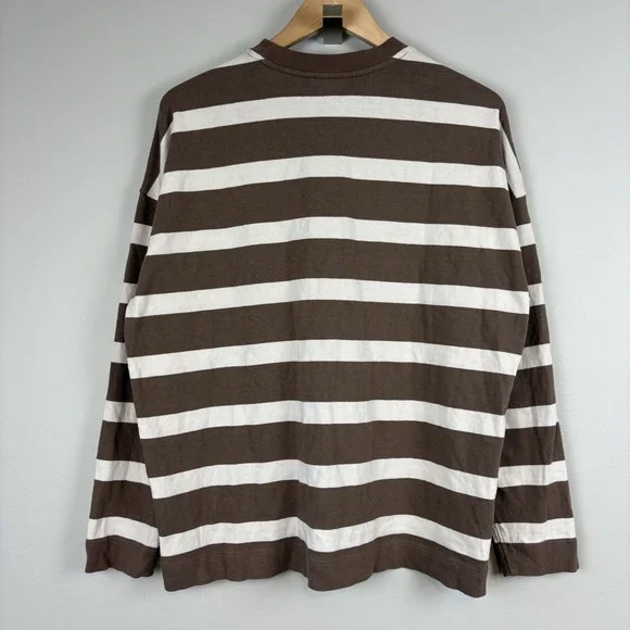 AYR The Early Mornings Striped Top Womens M Brown Ivory - Picture 12 of 12